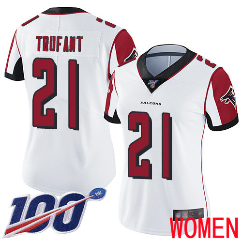 Atlanta Falcons Limited White Women Desmond Trufant Road Jersey NFL Football #21 100th Season Vapor Untouchable